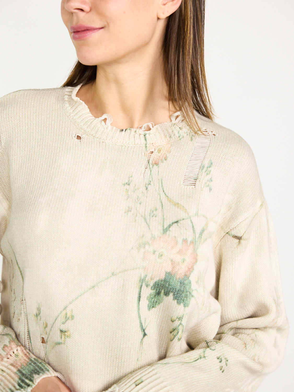 R13 Printed Boyfriend Sweater  crema M