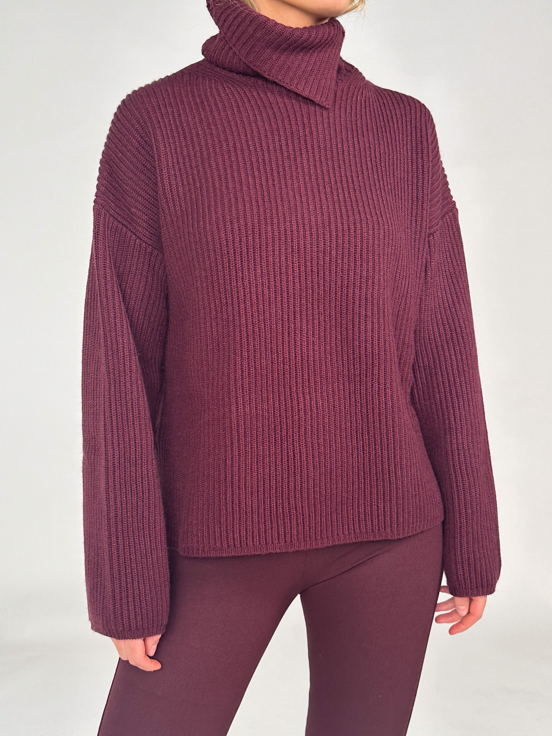 Joseph Rolllkragenpullover aus Merinowolle und Kaschmirseide  bordeaux XS