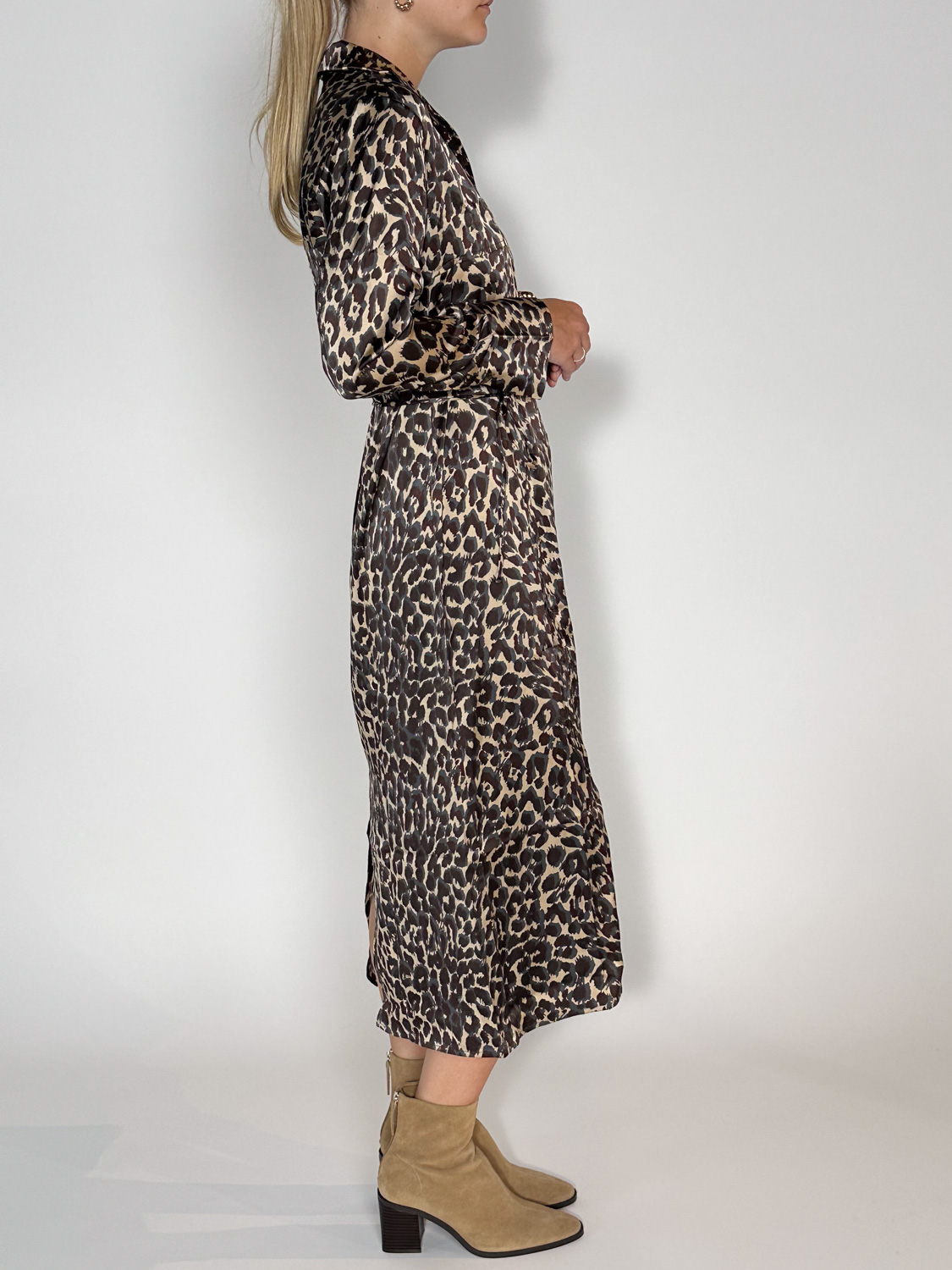 friendly hunting Sapor Cheetah – Midikleid aus Seide mit Animal-Print   braun S