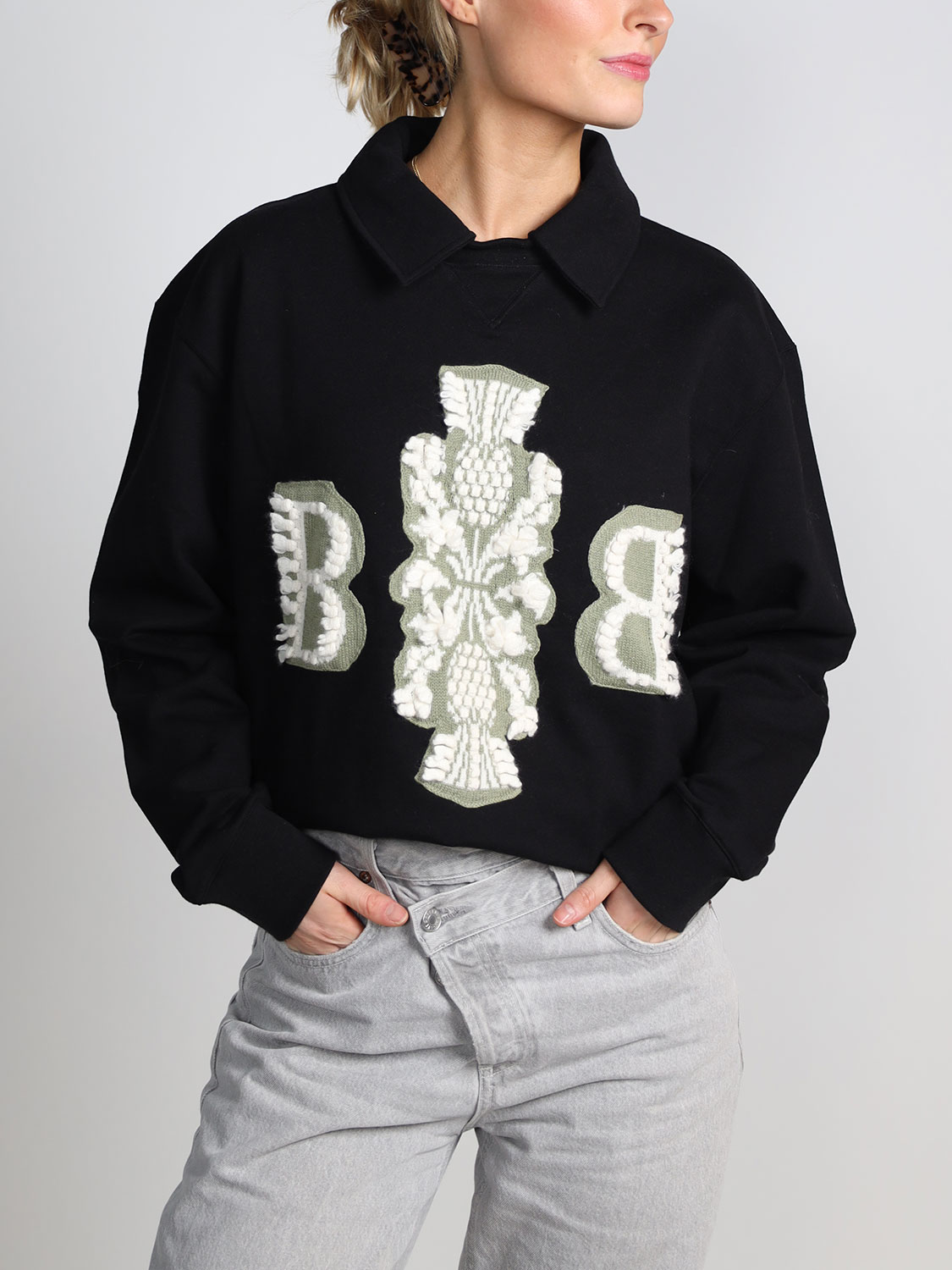 Barrie Thistle Logo - Pullover mit Hemdkragen black M