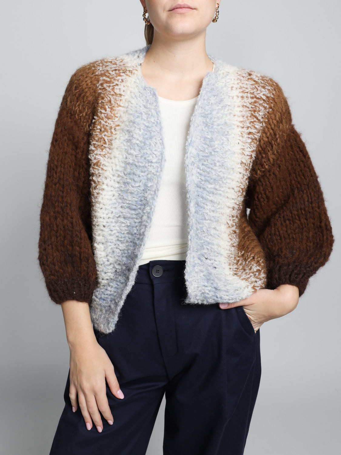 Maiami Boucle Ombre – Alpaca bomber cardigan  multi S/M