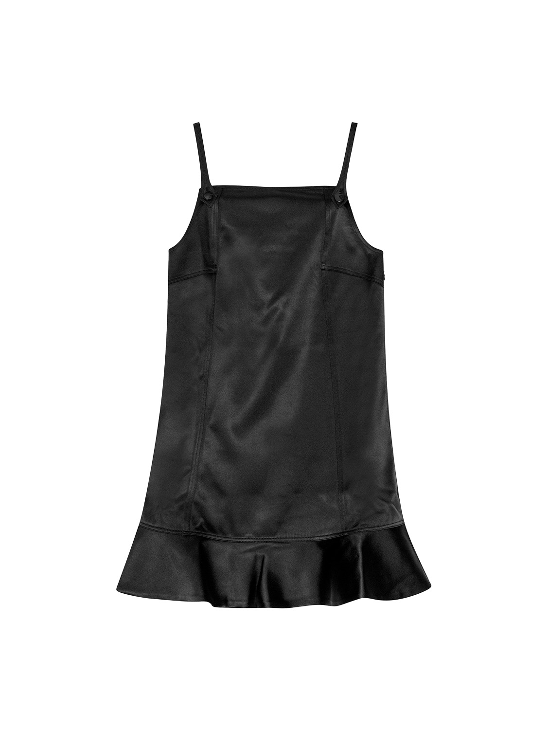 Ganni Satin-Minikleid mit Schößchen   schwarz 34