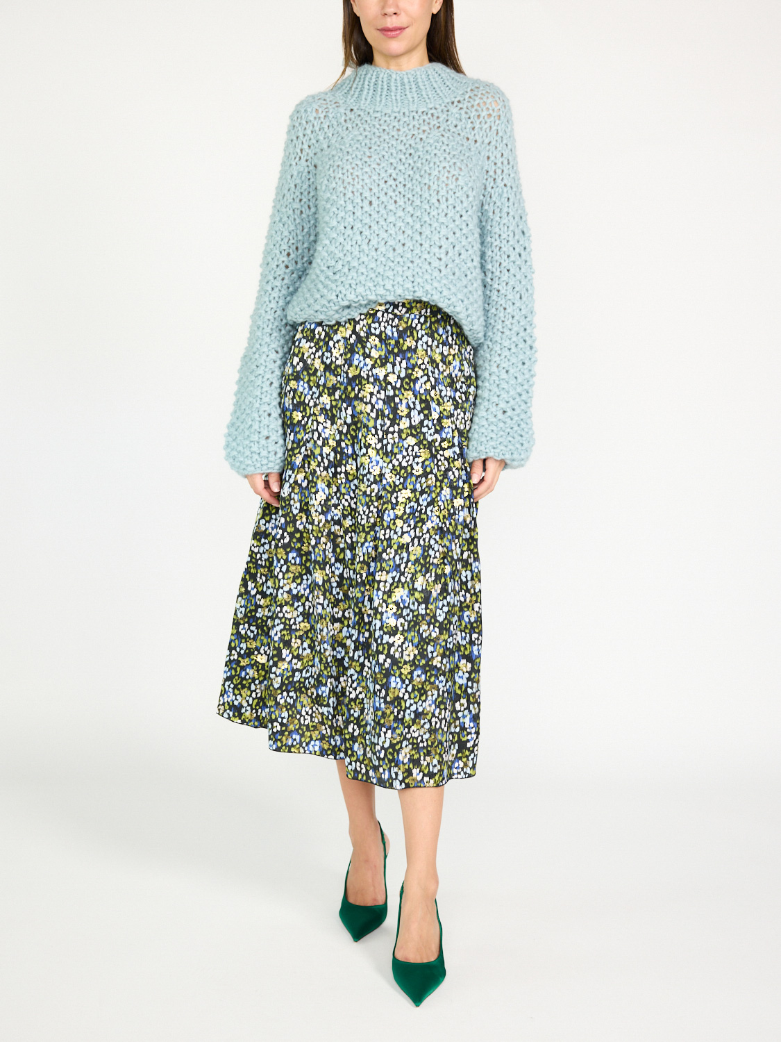 Antonia Zander Lameh Rock mit Blumen Print  mehrfarbig XS