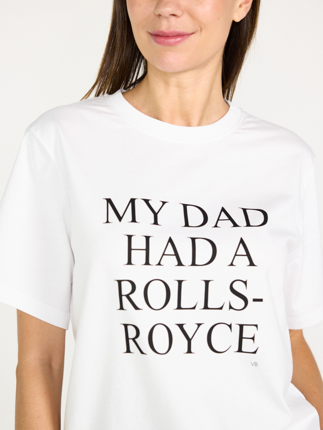 Victoria Beckham Slogan Tee – My Dad had a Rols Royce  bianco M