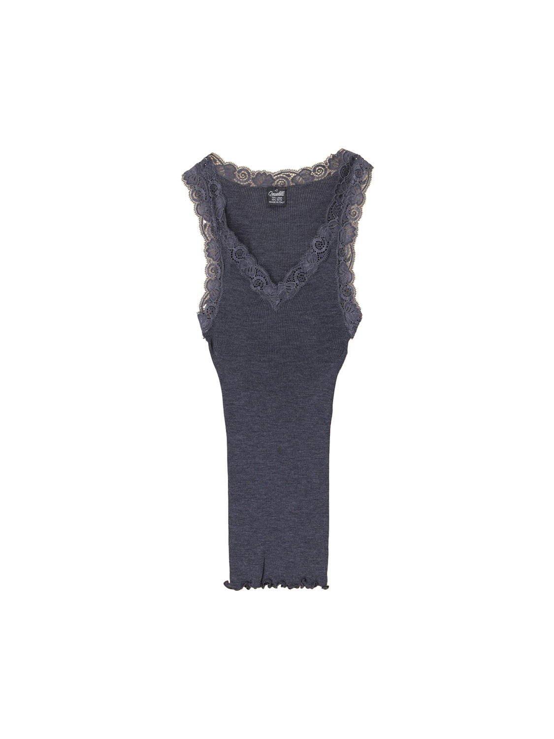 Oscalito Top made of wool and silk mix with lace details  marine S