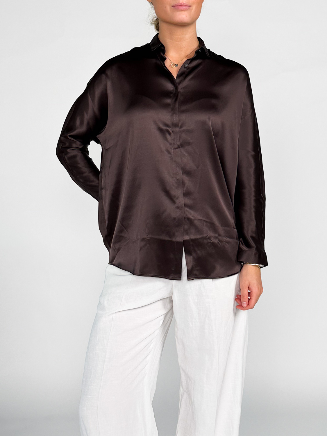 Blooming Argordo – stretchy silk blouse   brown 34