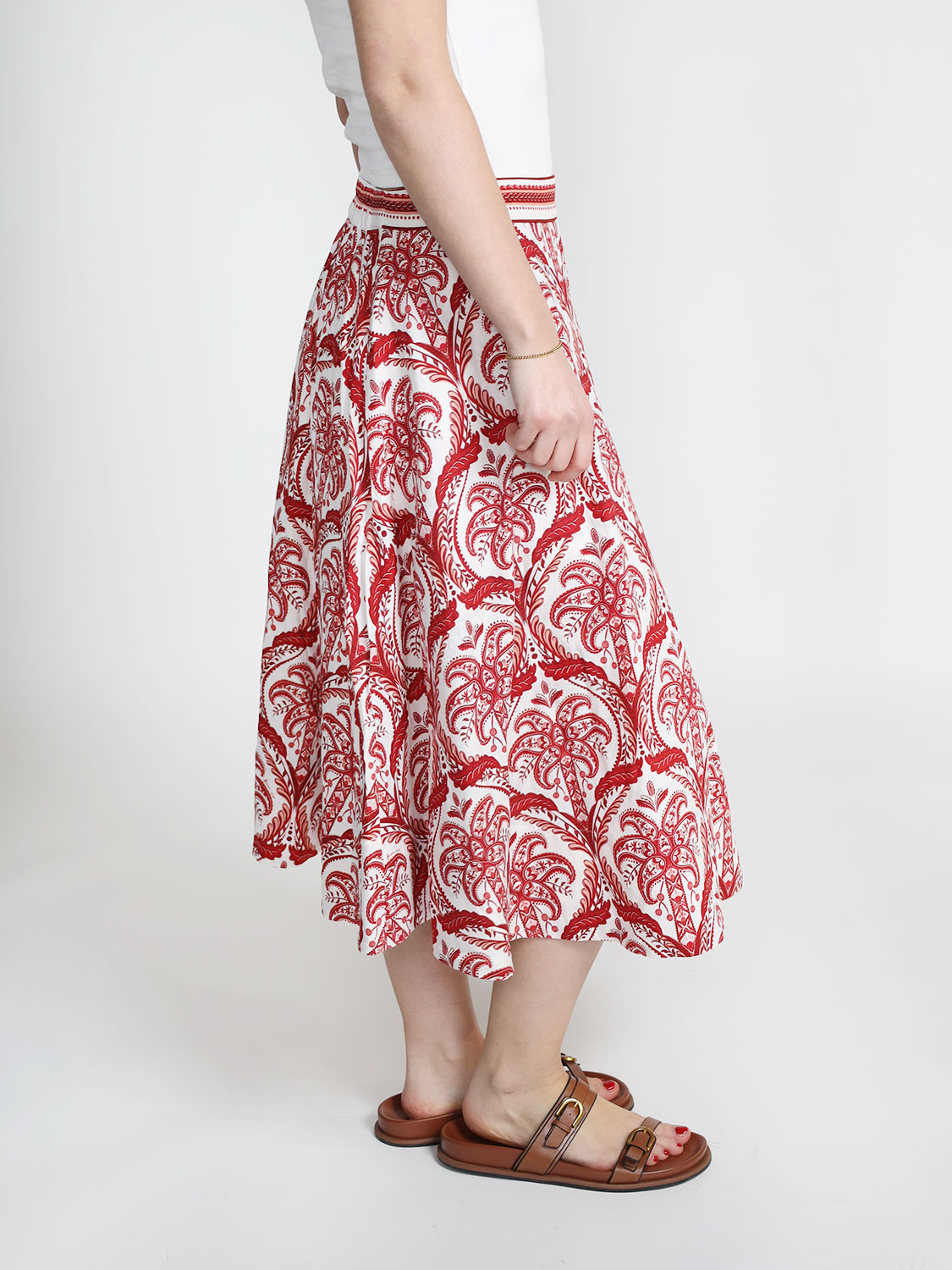 Farm Rio Tropical - Midi skirt with floral pattern   red XS