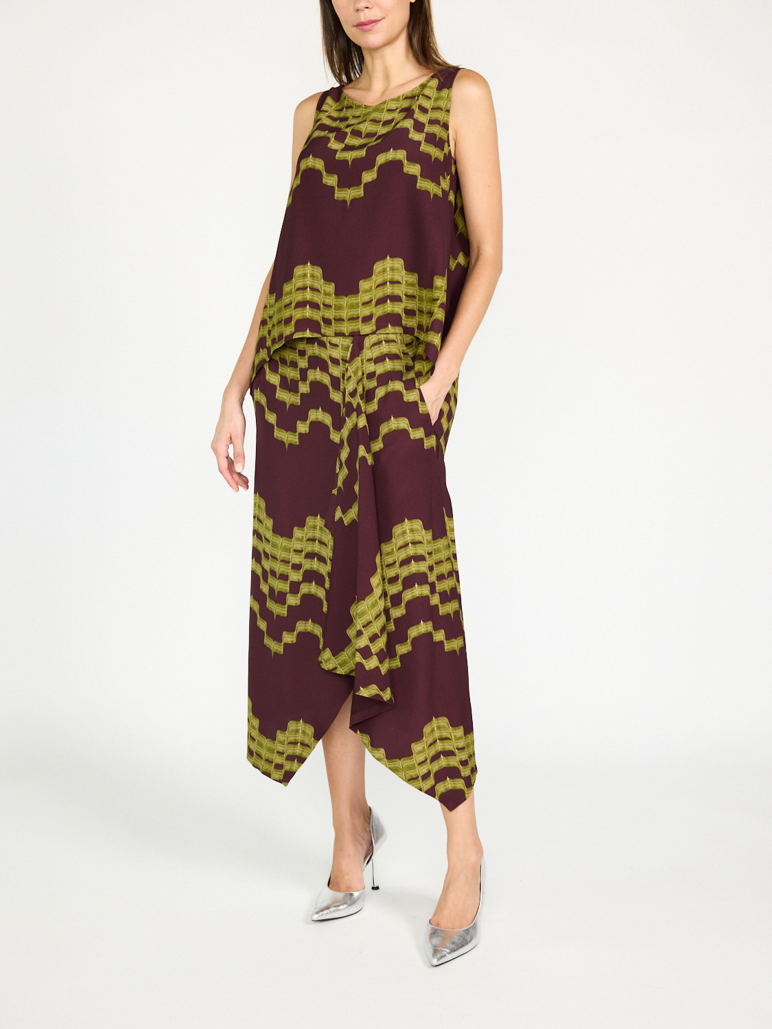 Odeeh skirt with graphic print  bordeaux  36