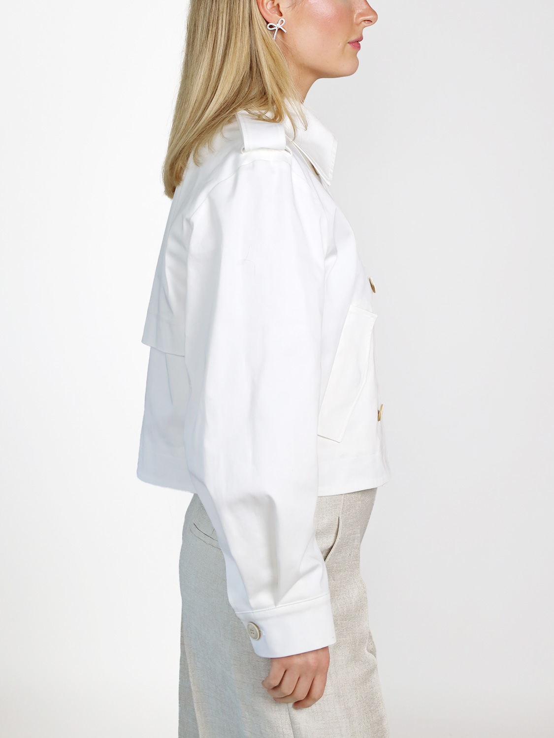 Sly010 Finja Jacket - Short double-breasted trench jacket made of cotton drill  white 34