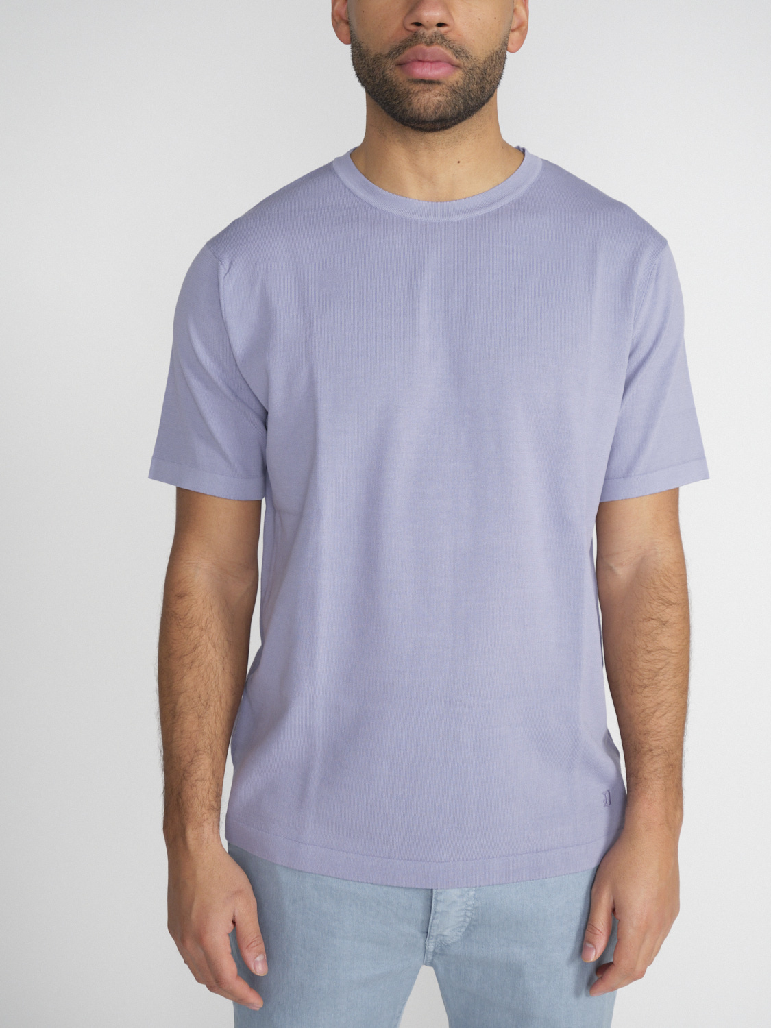 Dondup Loose, rib-knit cotton T-shirt  purple 52