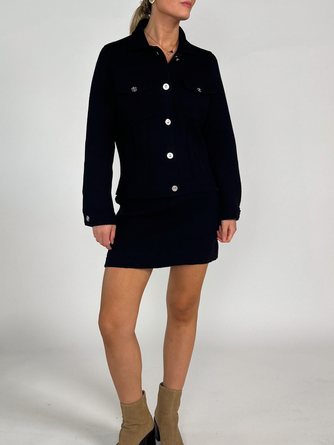 Barrie Denim suit mini skirt made of cashmere mix  black S