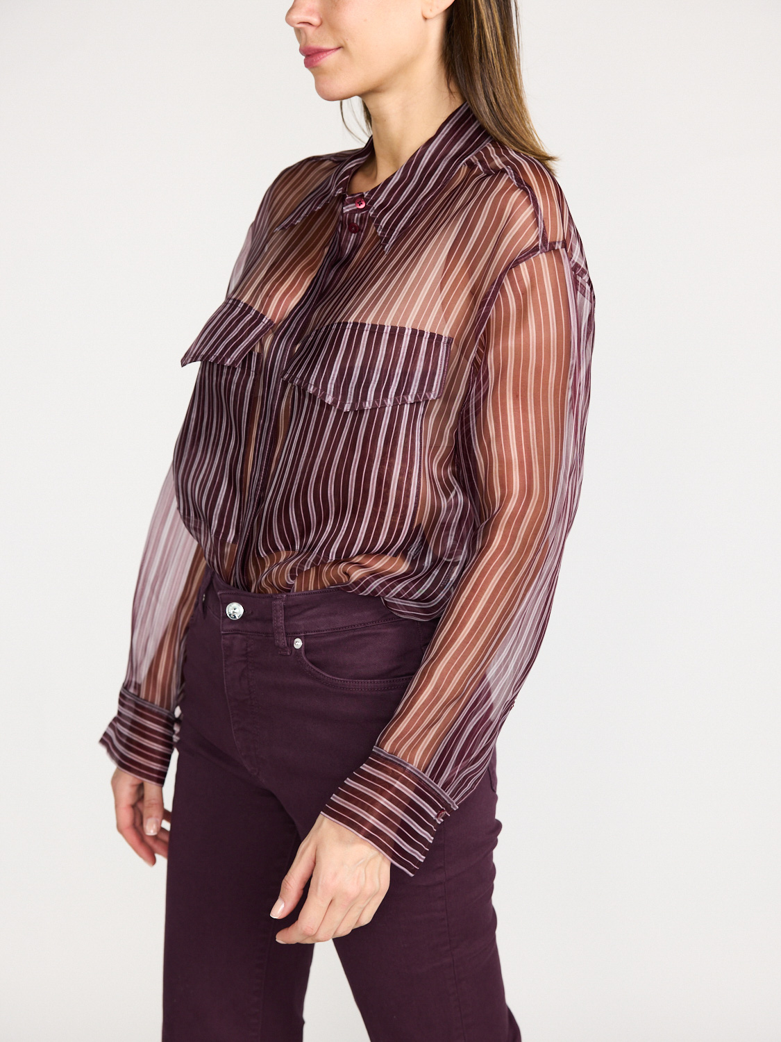 Dorothee Schumacher Transparent stripe Blouse  bordeaux S