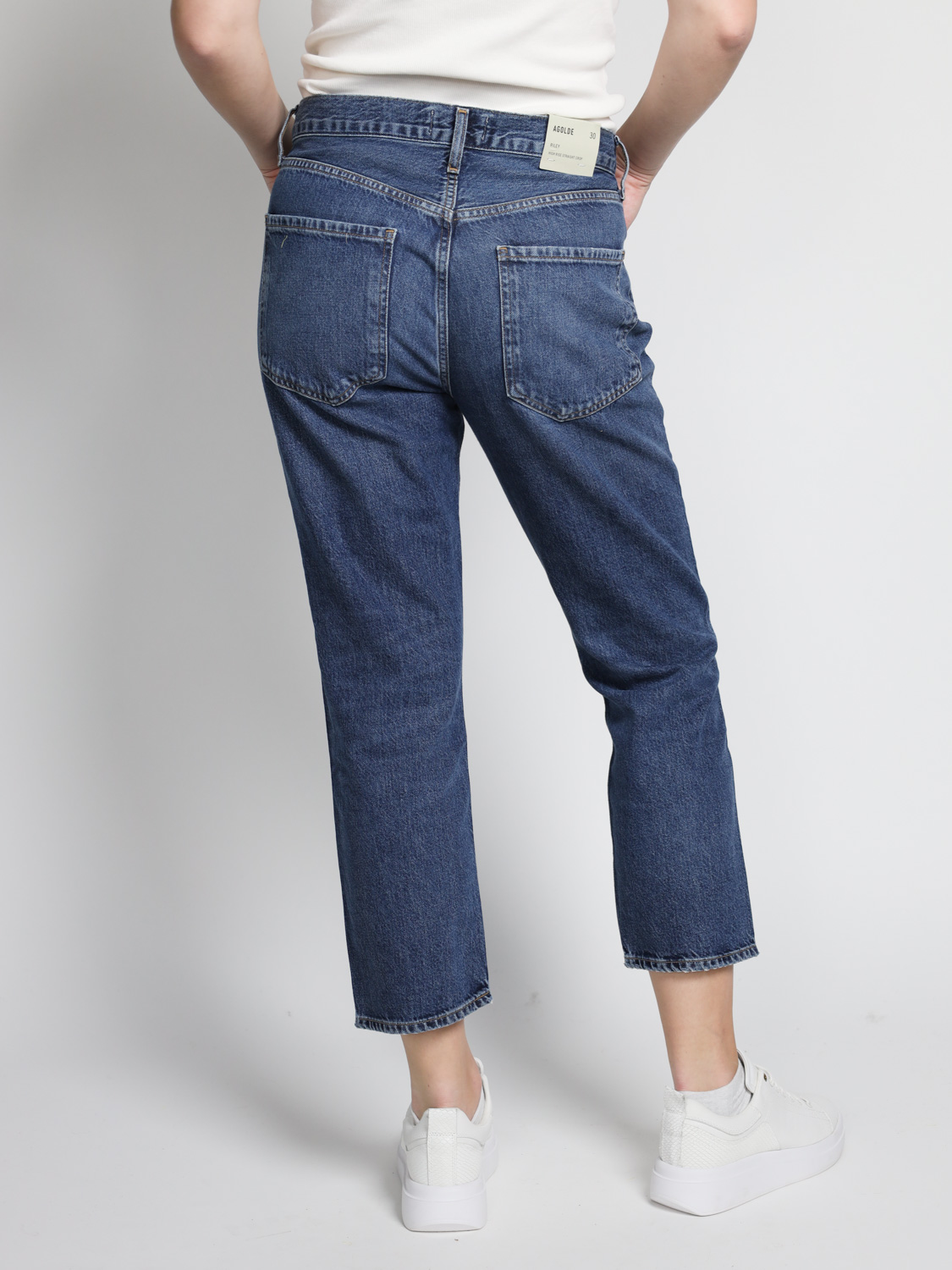 Agolde Riley straight crop jeans  blue 27