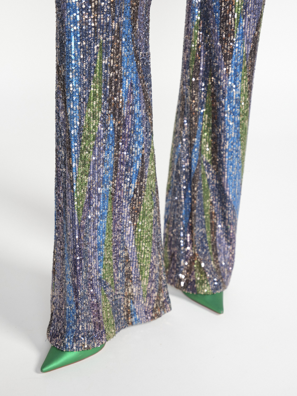 SIYU Stretchy sequin straight-leg pants    blue 34