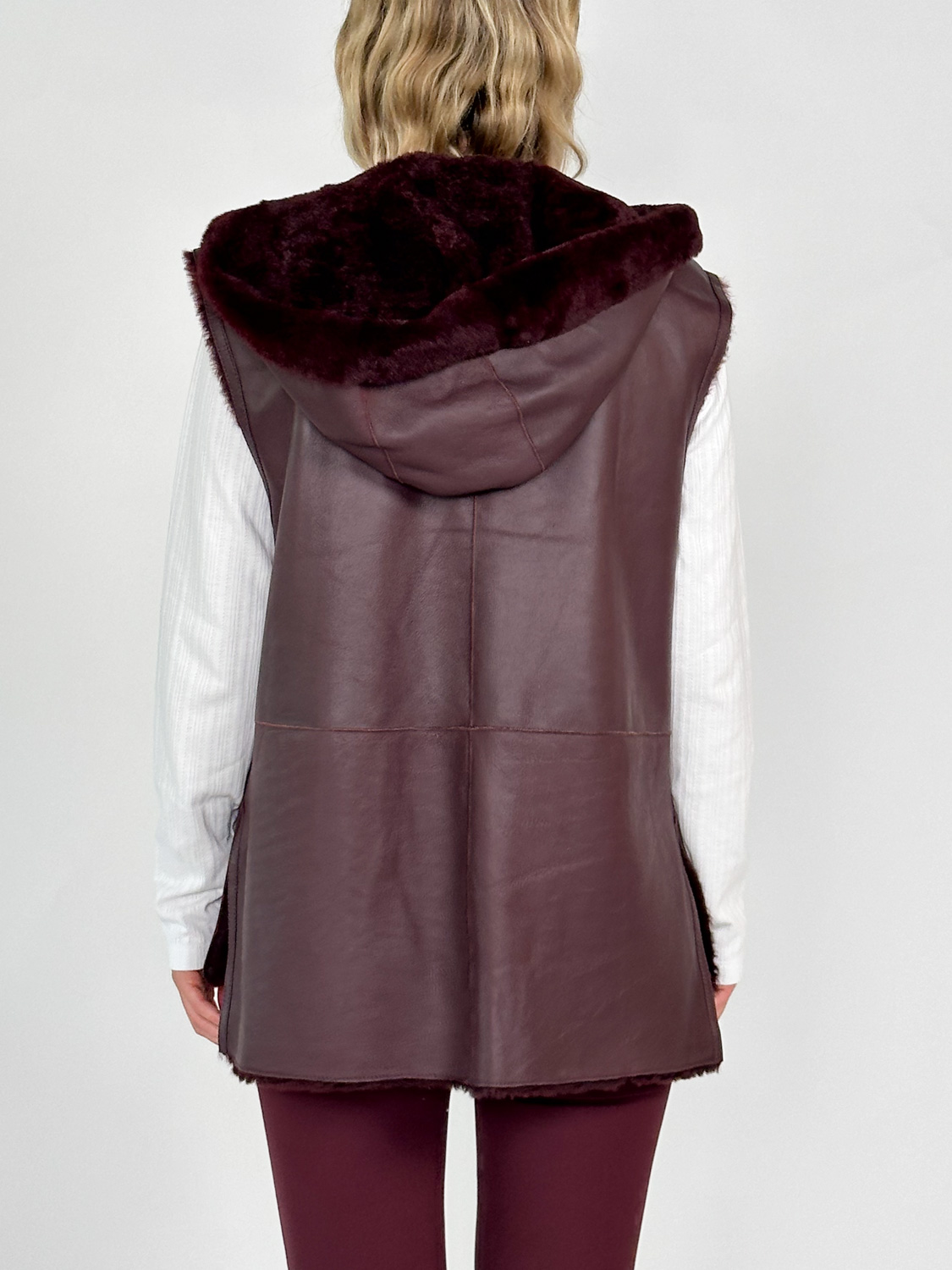 Joseph Dantec - Reversible Shearling Gilet  bordeaux 36