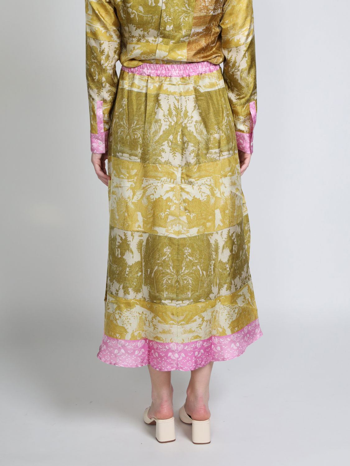 Pierre Louis Mascia Aloe – silk skirt with floral pattern  yellow S