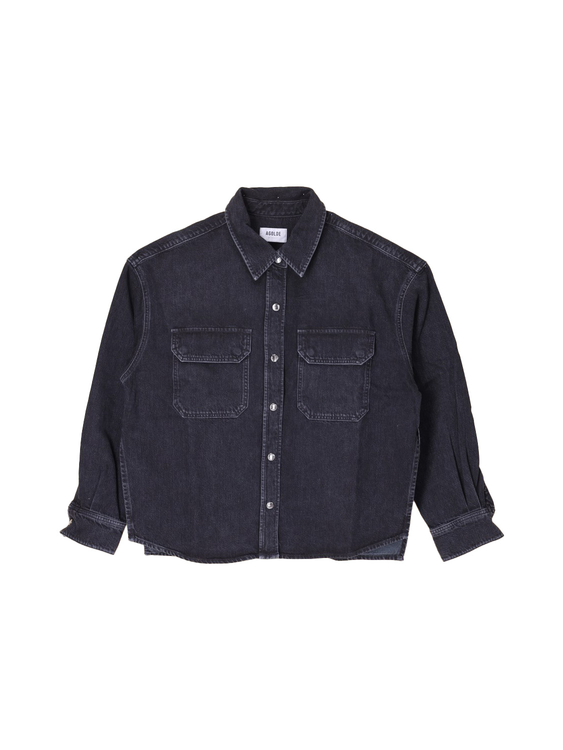 Agolde Gwen Slice oversized denim shirt  dunkelgrau XS