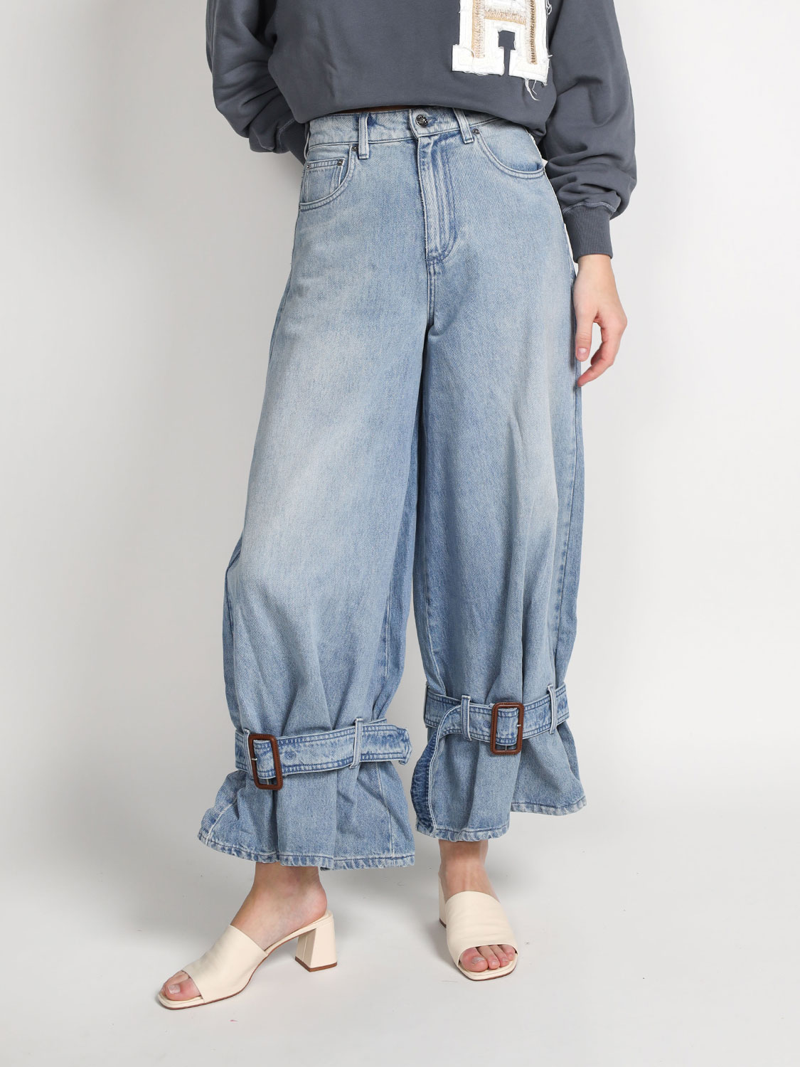 JW Anderson Wide jeans with buckle detail  blue 25