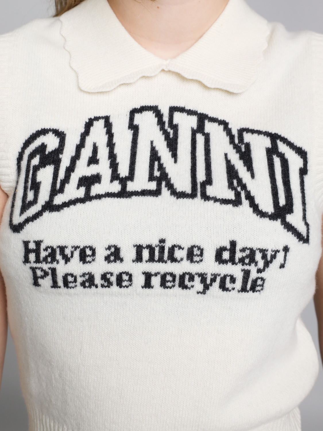 Ganni Graphic – sweater vest made from a wool blend  white XS