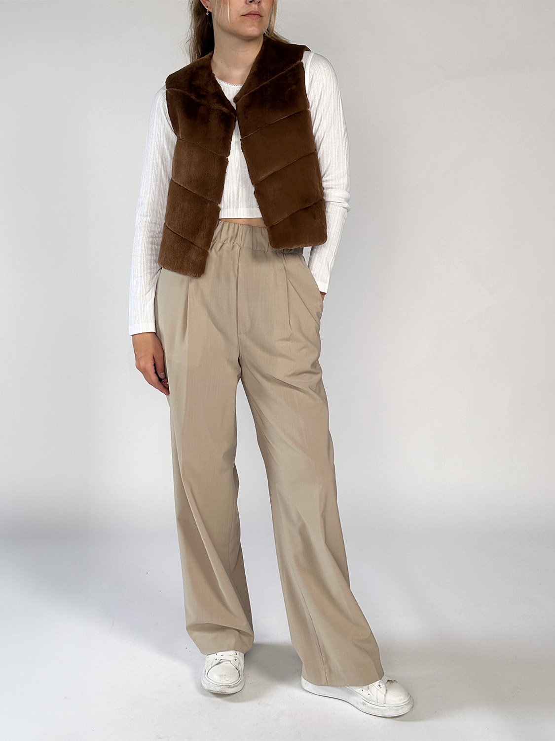 Betta Corradi Short fur vest  camel L