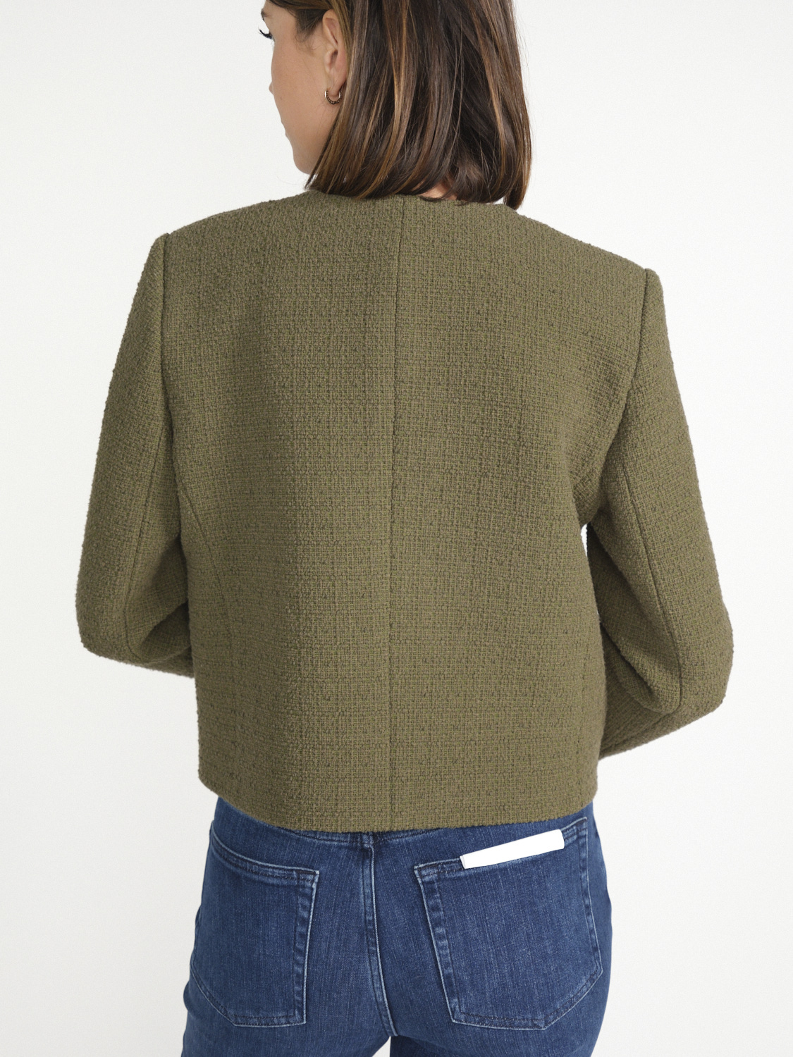 Nili Lotan Slim-fit collarless jacket made of Bouclé  green 36