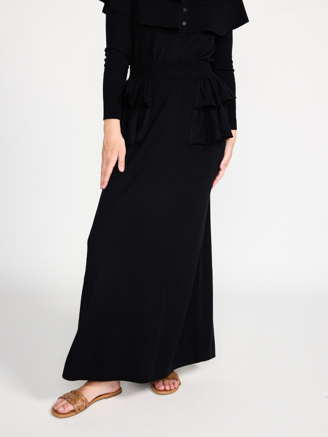 Lisa Yang Karla – cashmere maxi skirt with flounce details  black 34