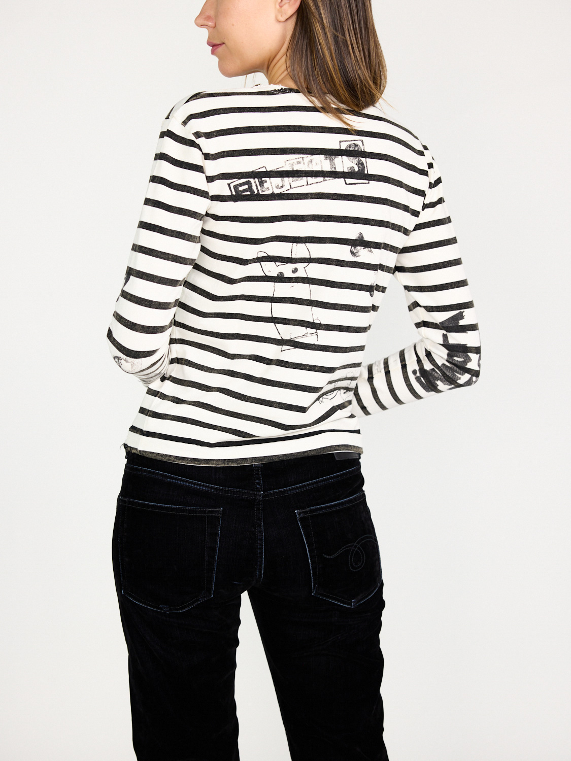 R13 Patch Breton – Gestreiftes Long Sleeve   weiß XS