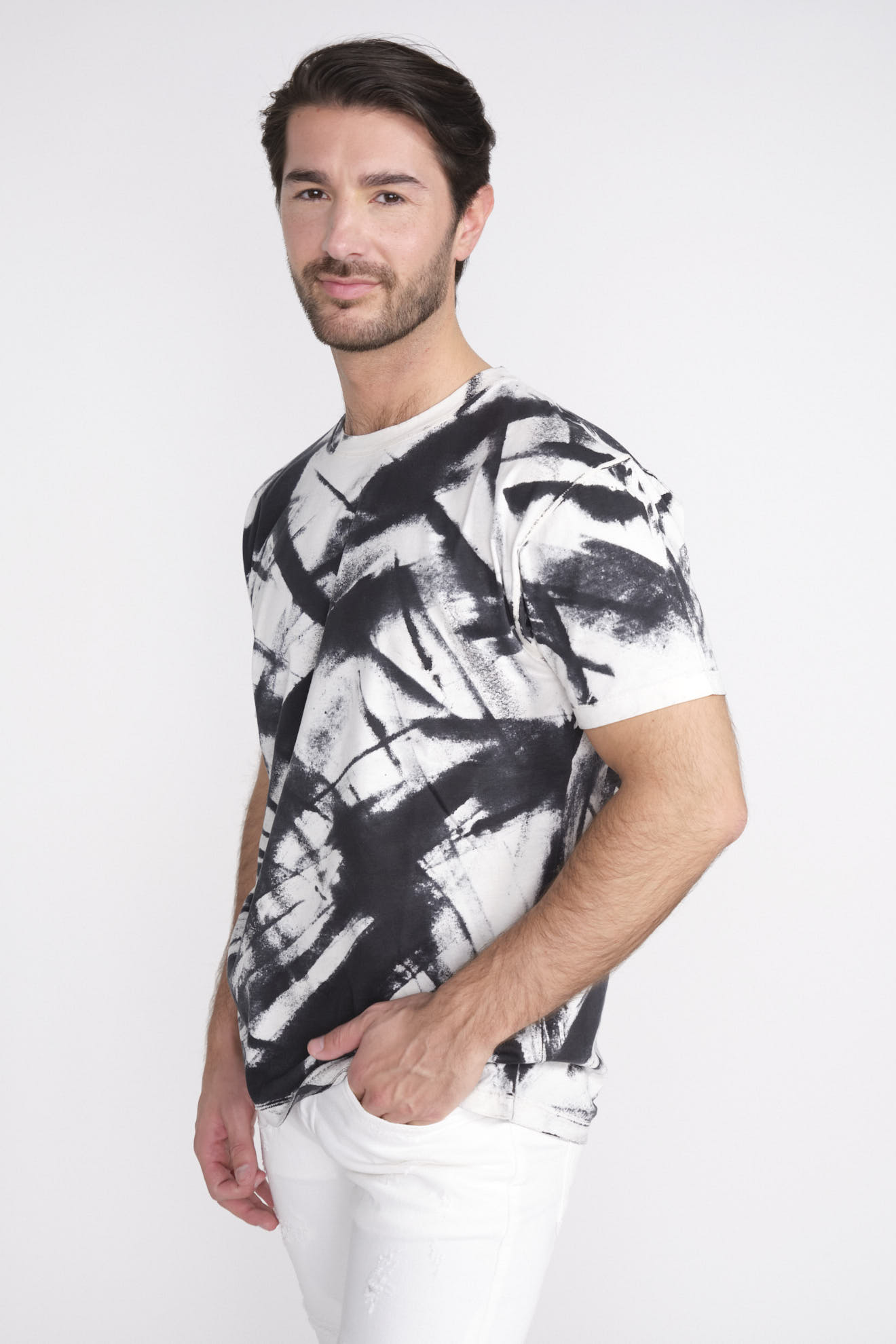 Avant Toi Maglia Collo Over - T-shirt with hand painted look black M