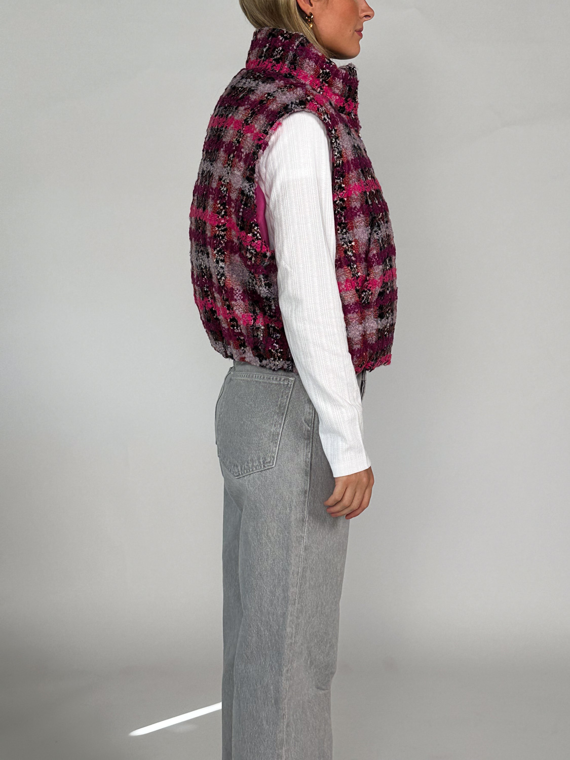 khrisjoy Joy Vest Tweed – tweed vest  pink S/M