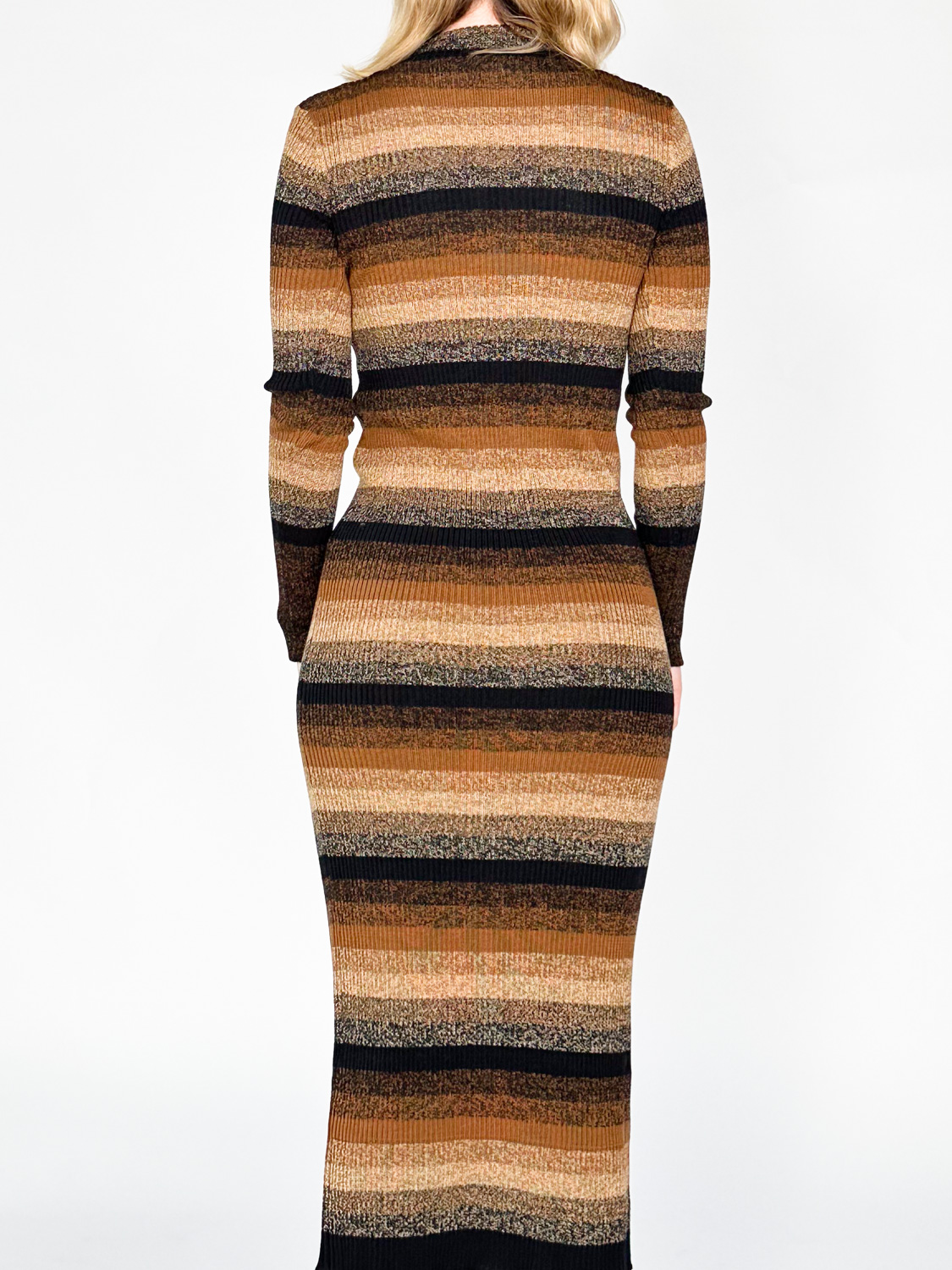 Roberto Collina Abito Lupetto – striped merino wool dress  brown S