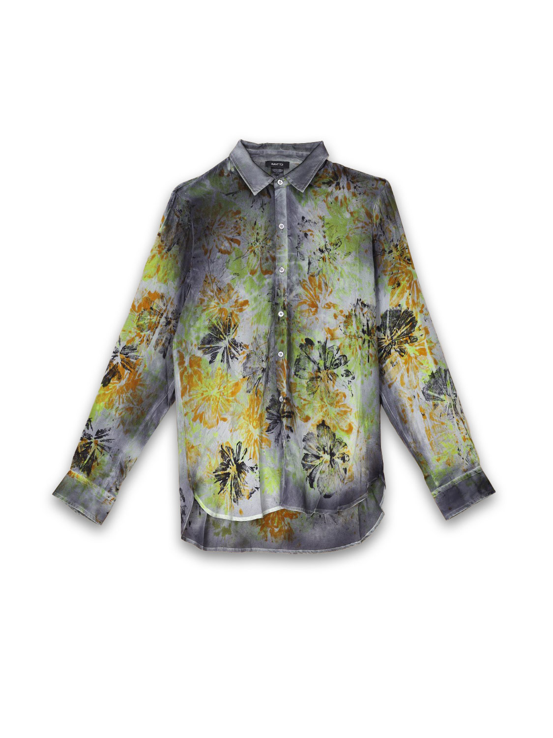 silk shirt with graffiti details 