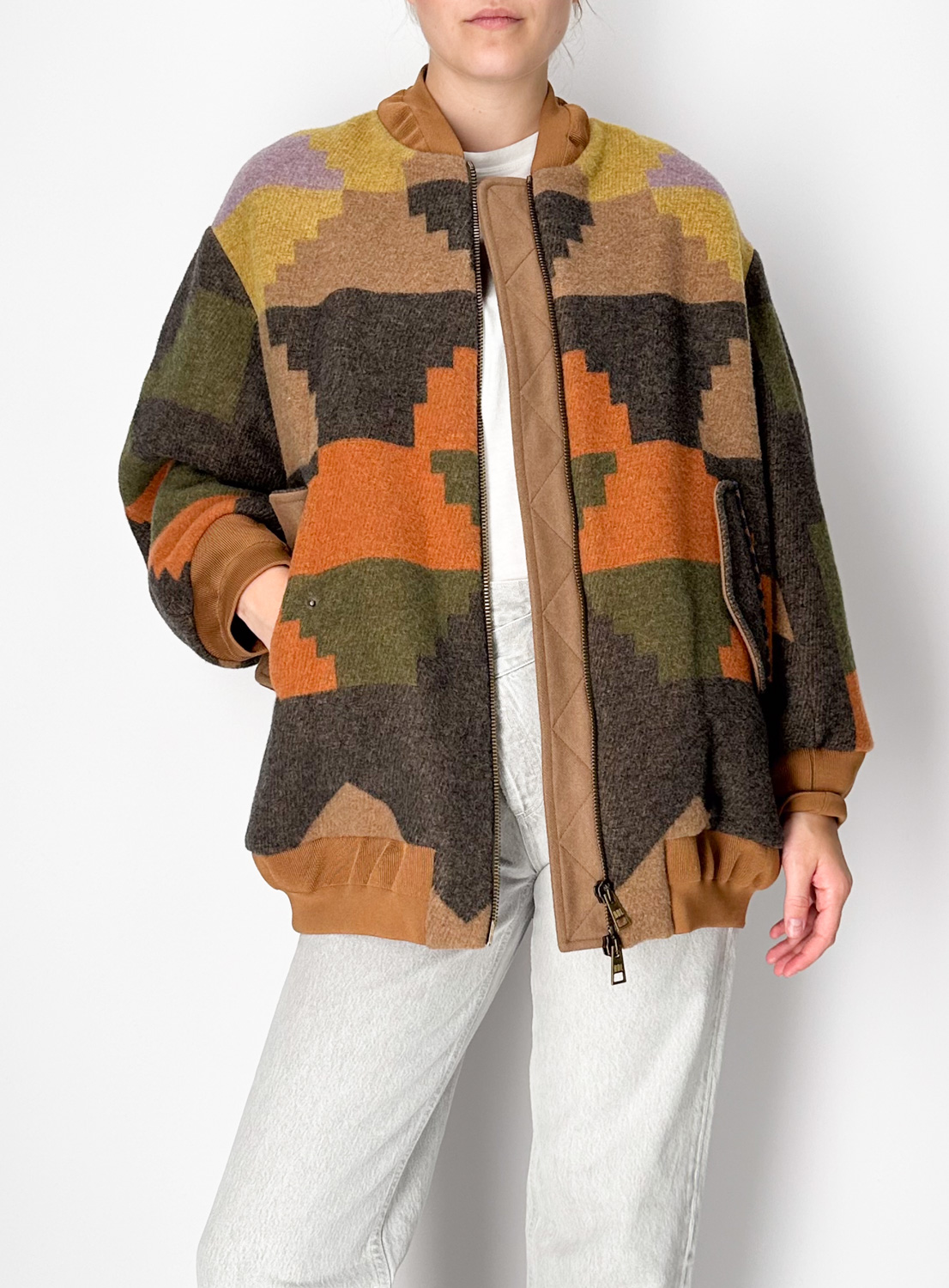 Bazar Deluxe Oversized bomber jacket with a graphic pattern  multi 34