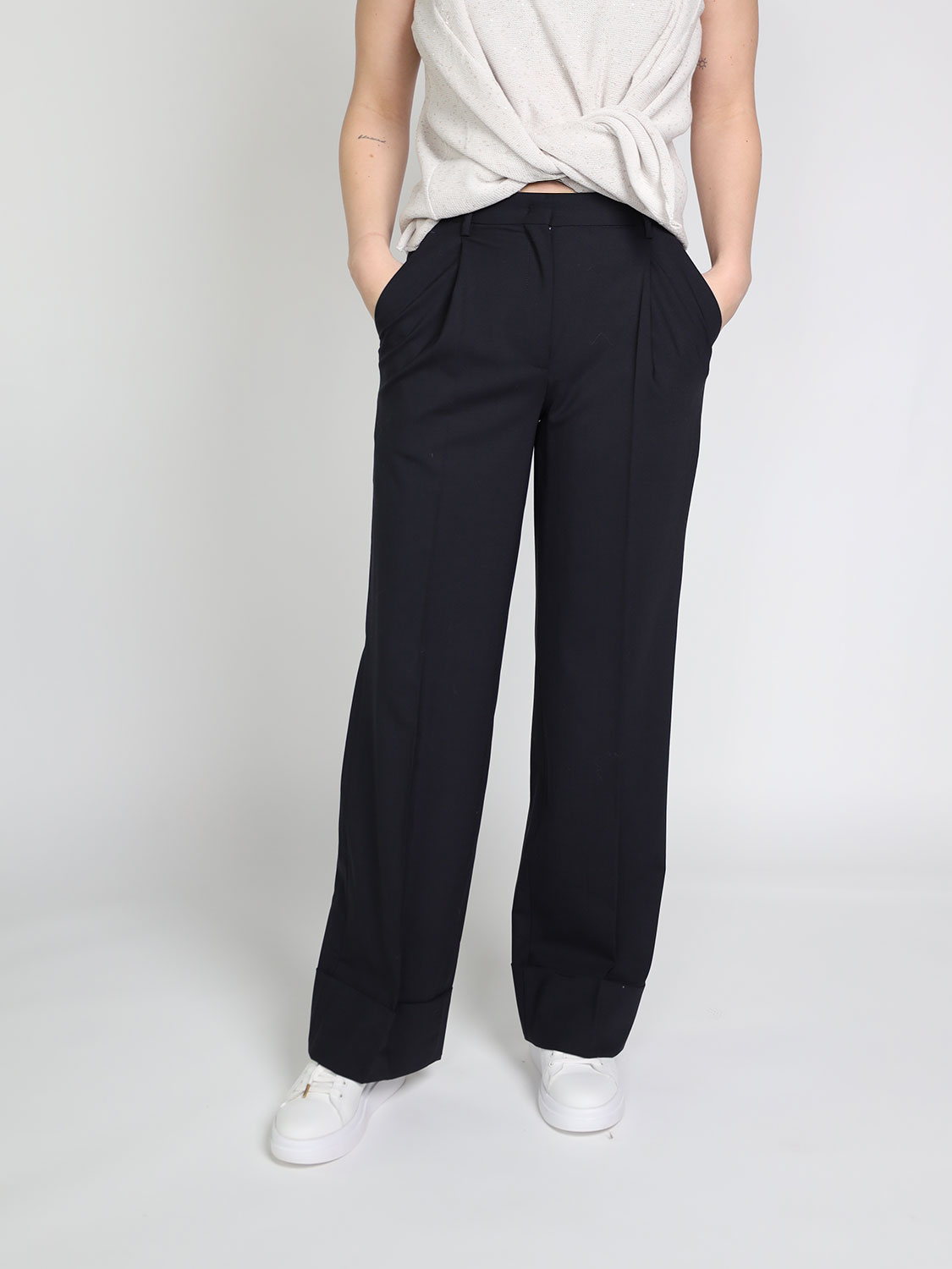 Lorena Antoniazzi Pants with wide leg   navy 34