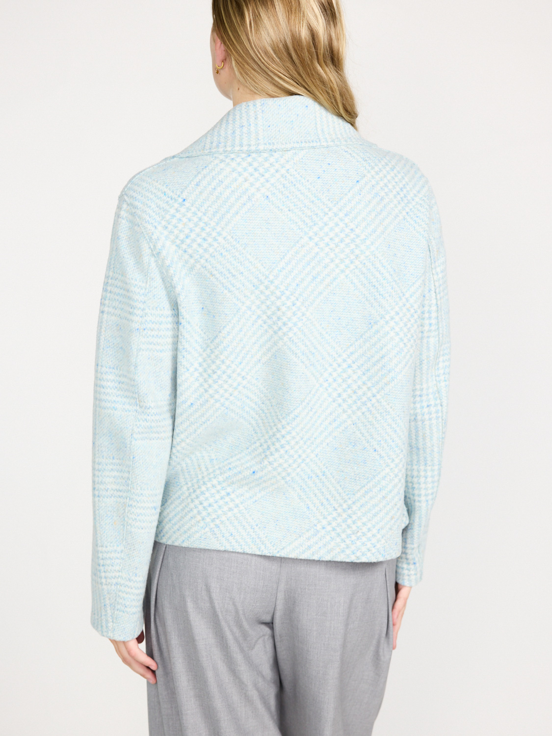 Harris Wharf London Women Cropped -  Caban jacket with houndstooth pattern hellblau 40