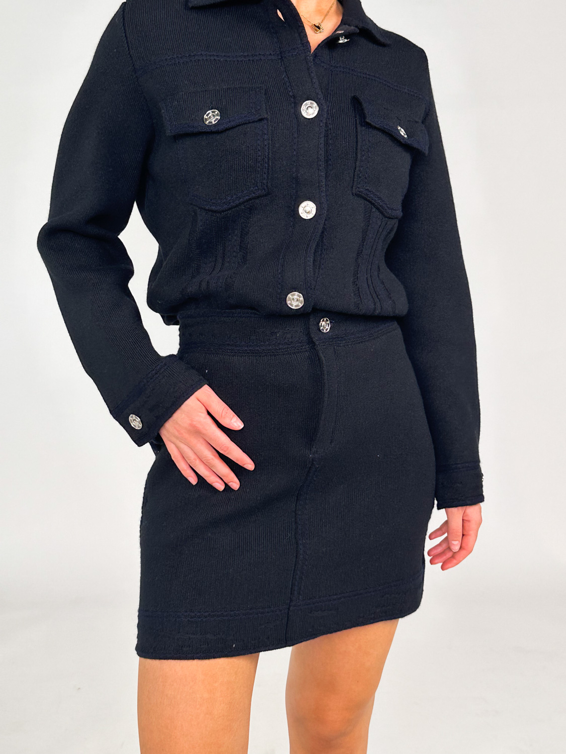 Barrie Denim suit mini skirt made of cashmere mix  black S