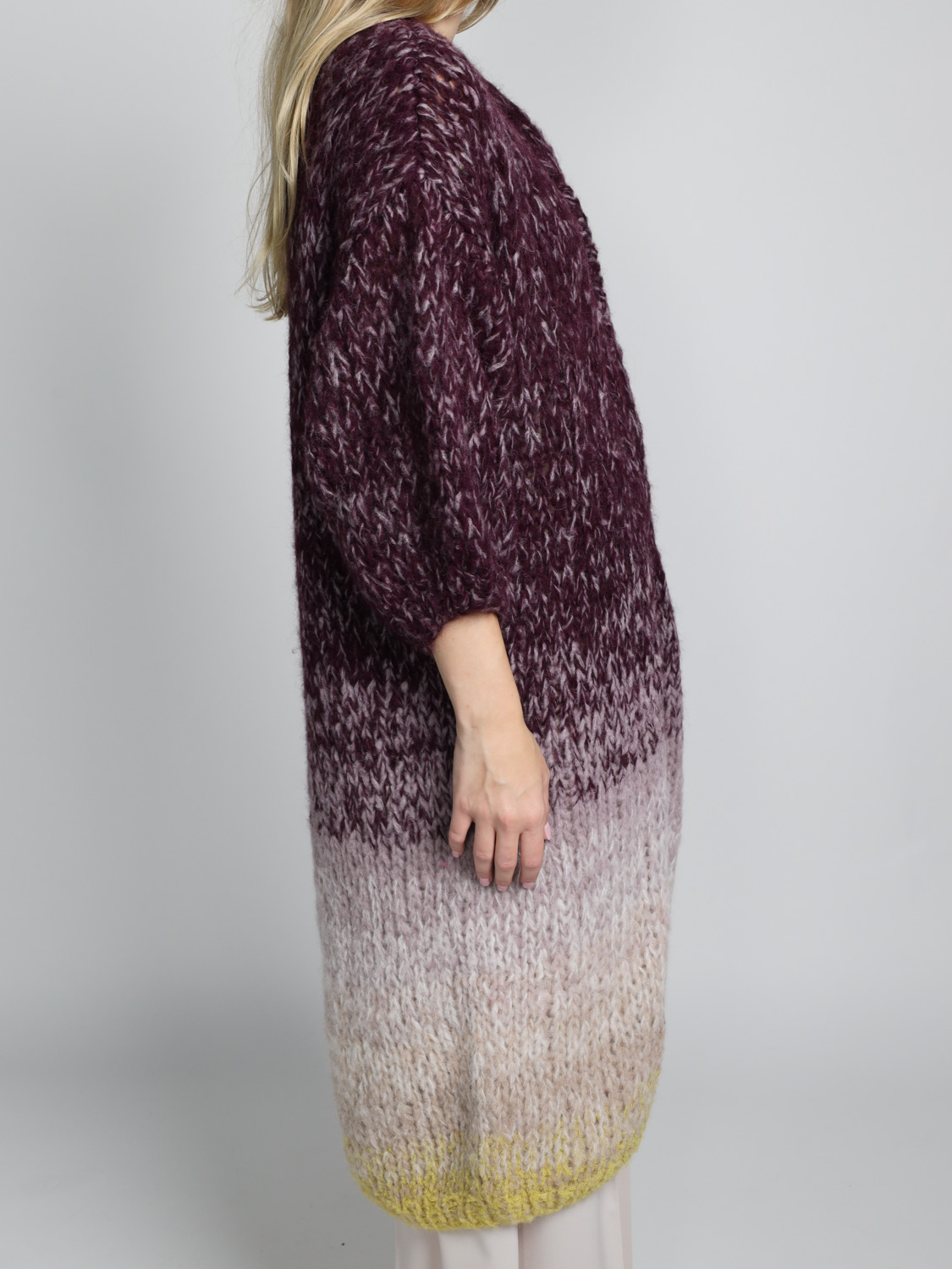 Maiami Boucle Ombre – Long chunky knit cardigan  multi S/M