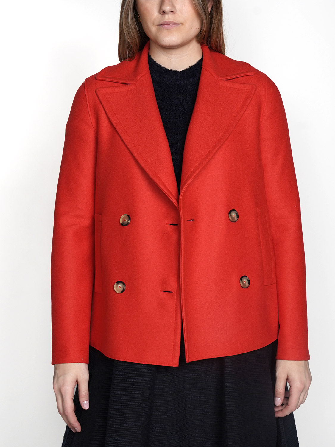 Harris Wharf London Peacoat Light – jacket made from lightly pressed wool  red 38