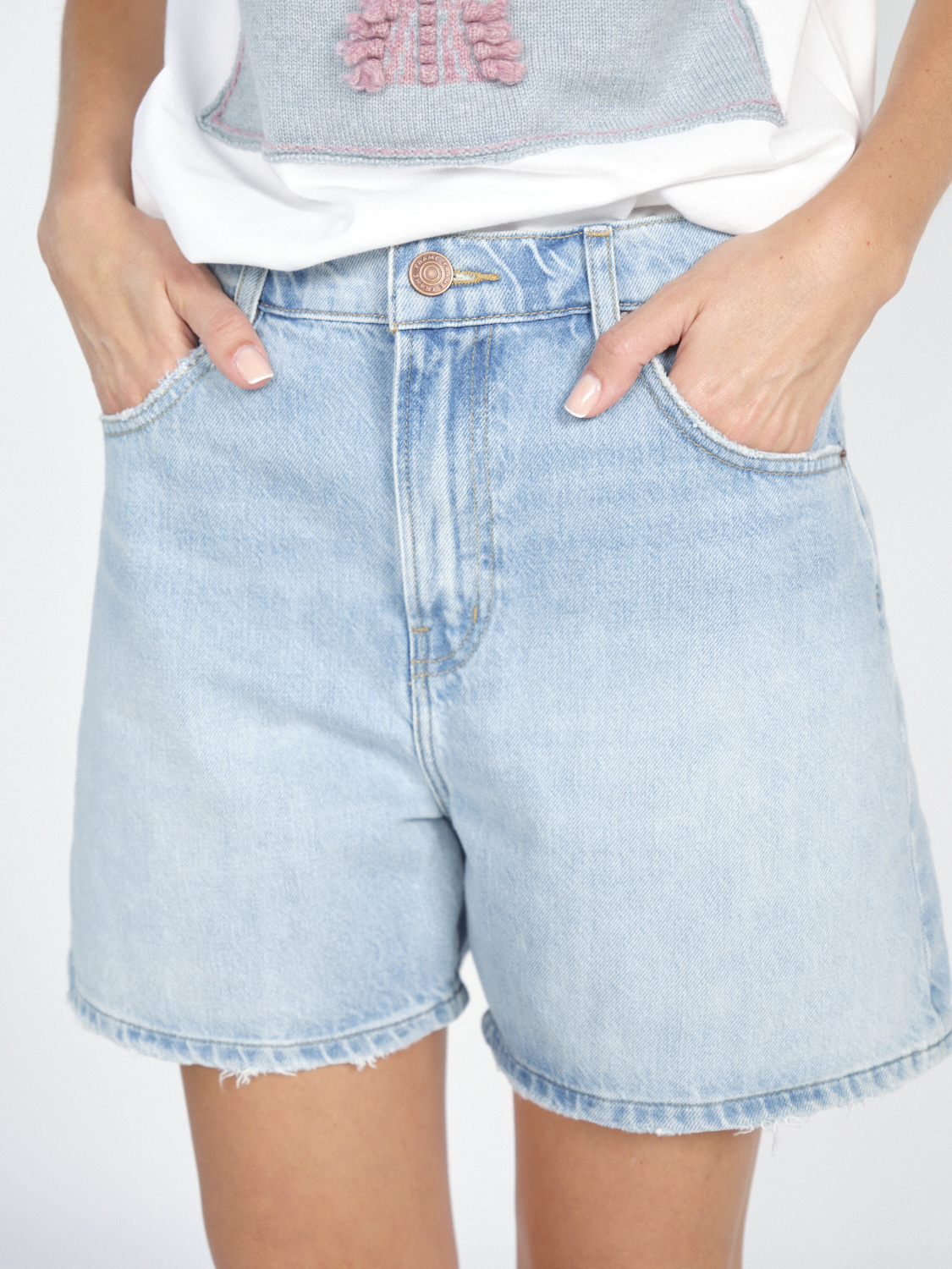 Frame The easy Short – Oversized Jeansshorts hellblau 29