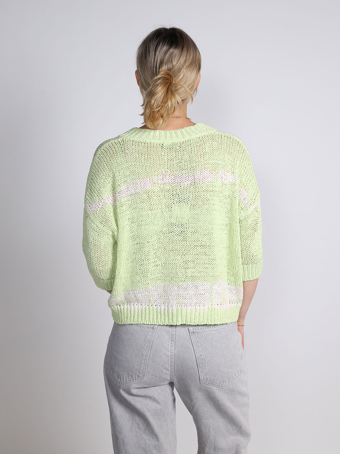 Roberto Collina Scollo V MC Batik – Strickpullover  grün XS