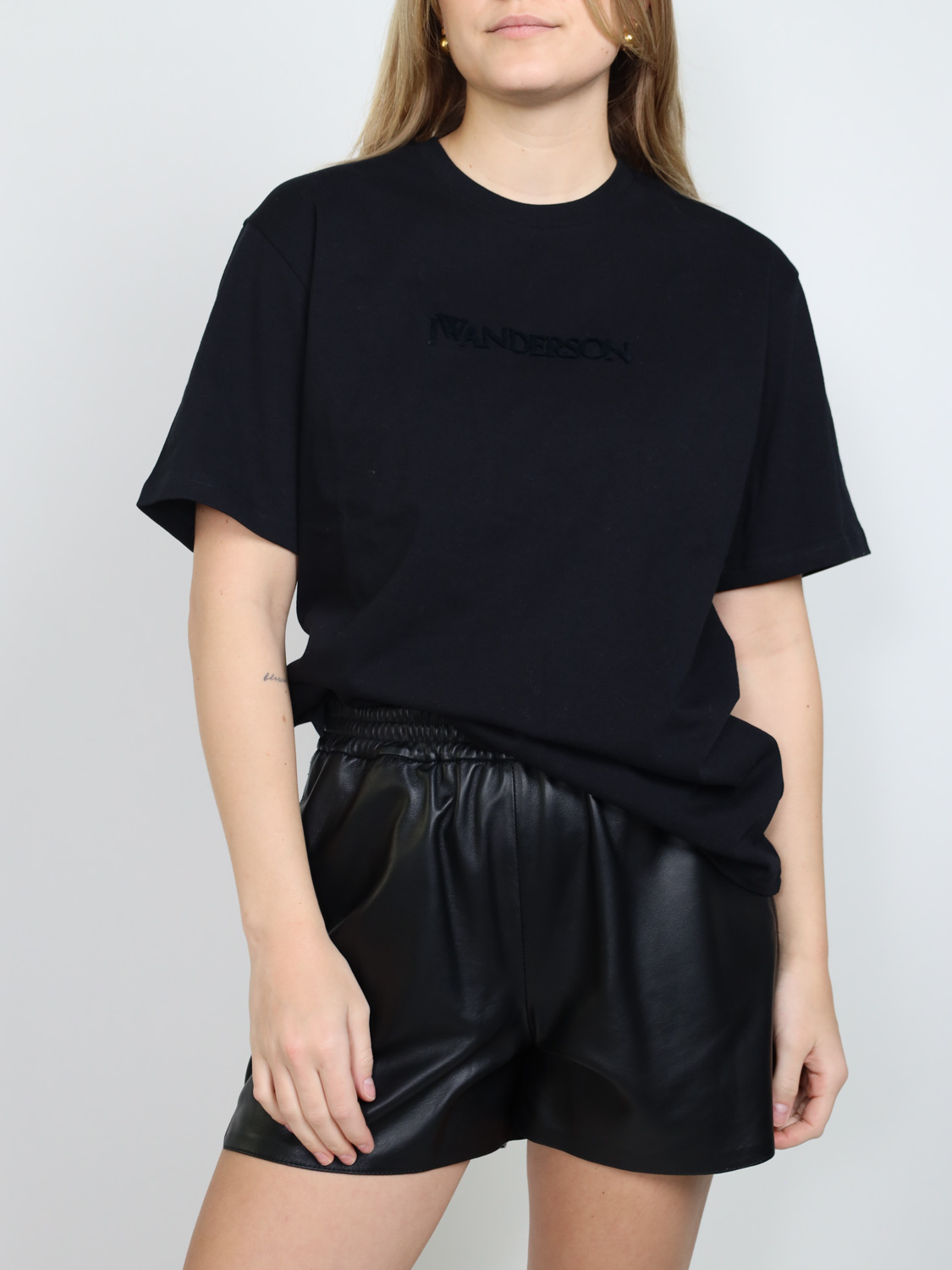 JW Anderson Melliertes T-Shirt mit Logo   schwarz S