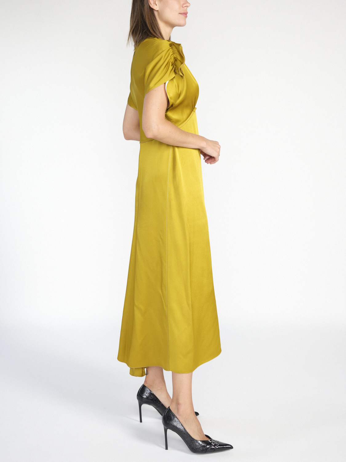 Victoria Beckham Midi dress made of satin silk crepe  36 gold