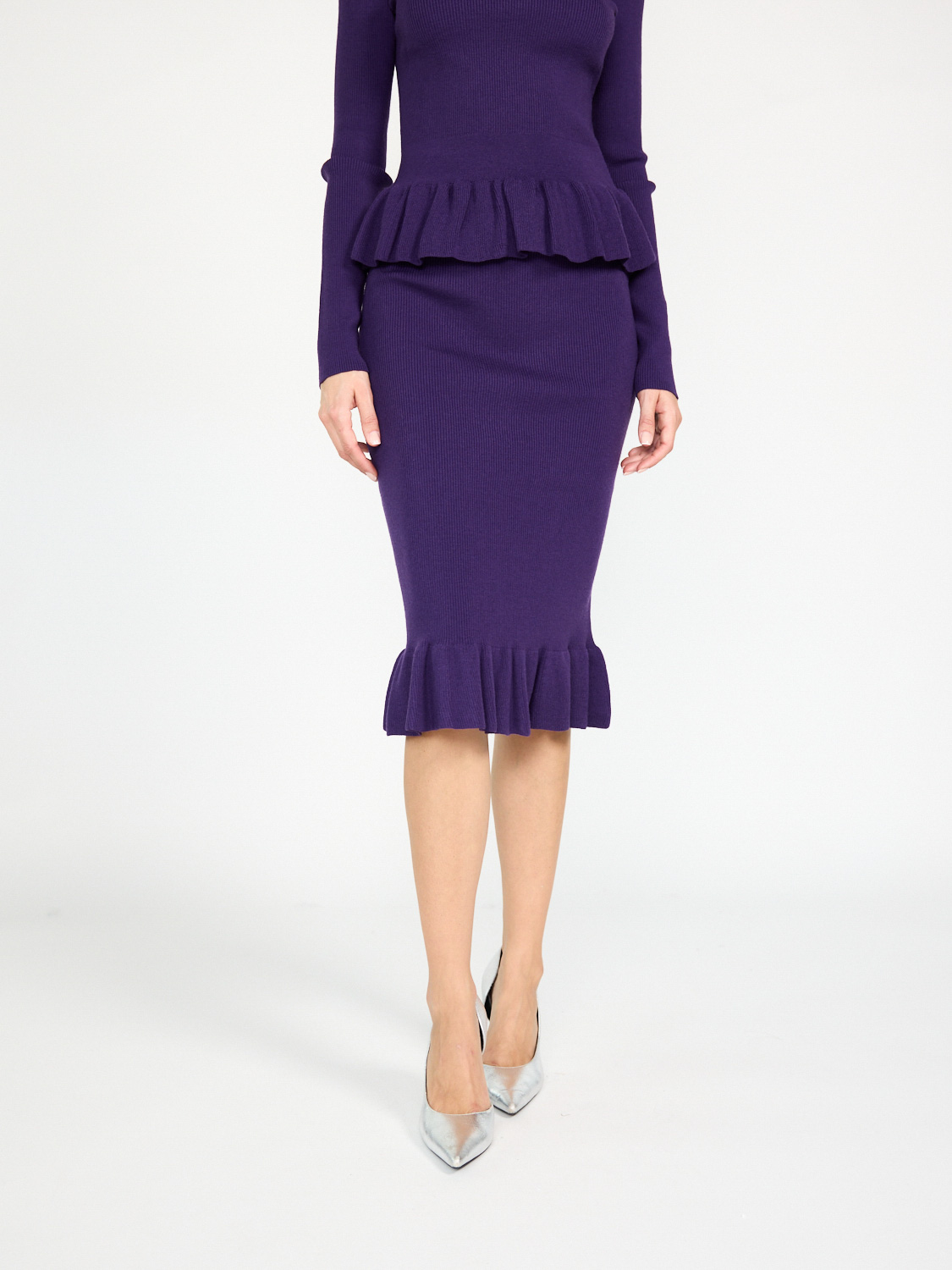 Nina Ricci Midi skirt with ruffled peplum  lila S