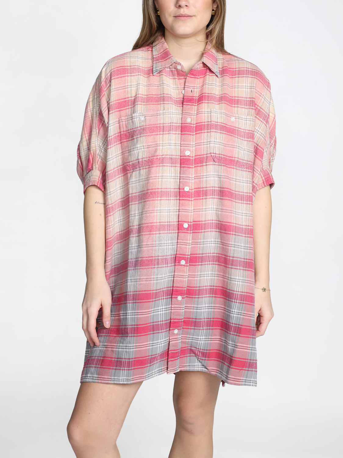 R13 Plaid Oversizedc Boxy - Hemd aus Baumwolle pink One Size