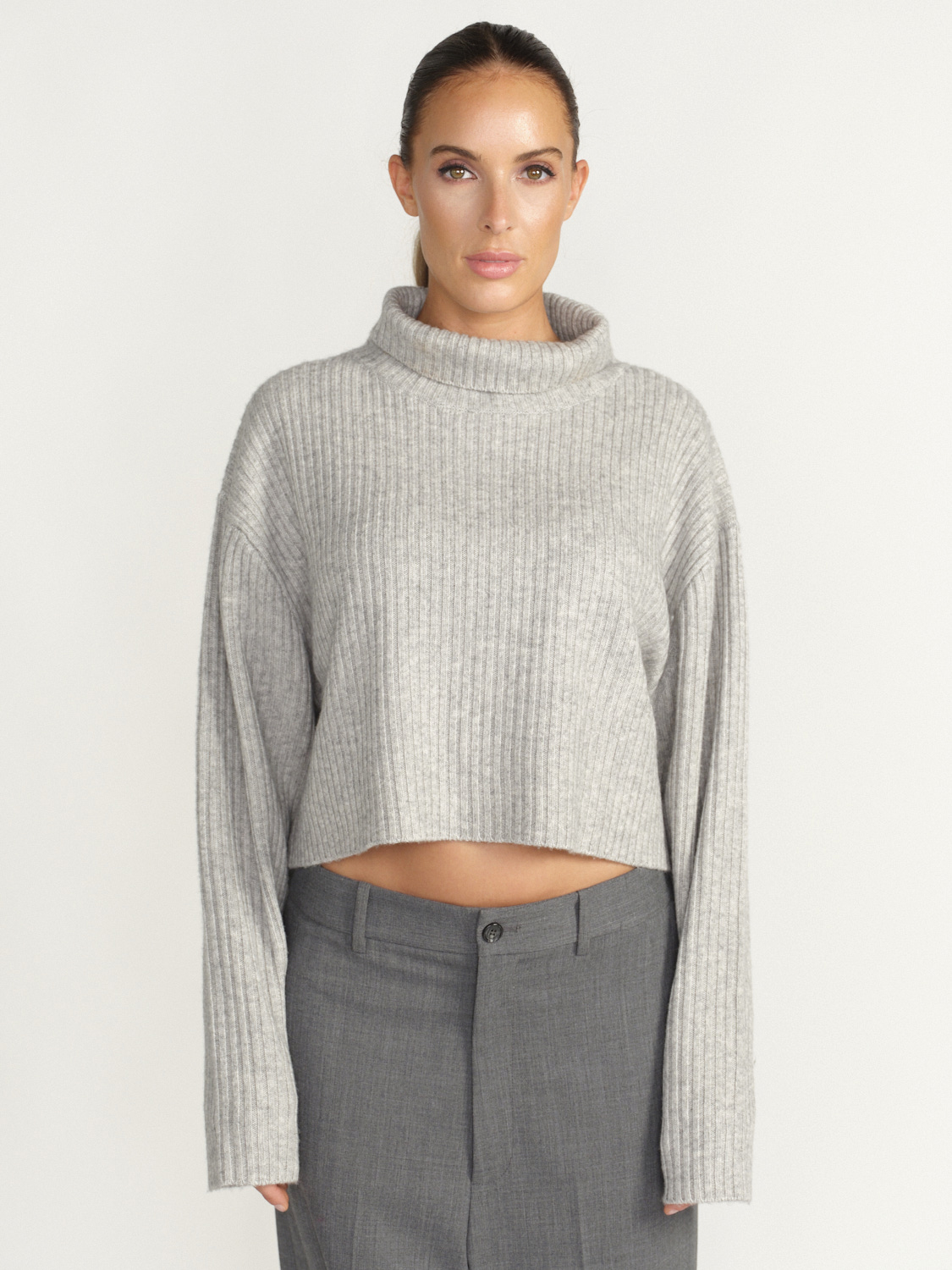 Cropped grey turtleneck sweater best sale