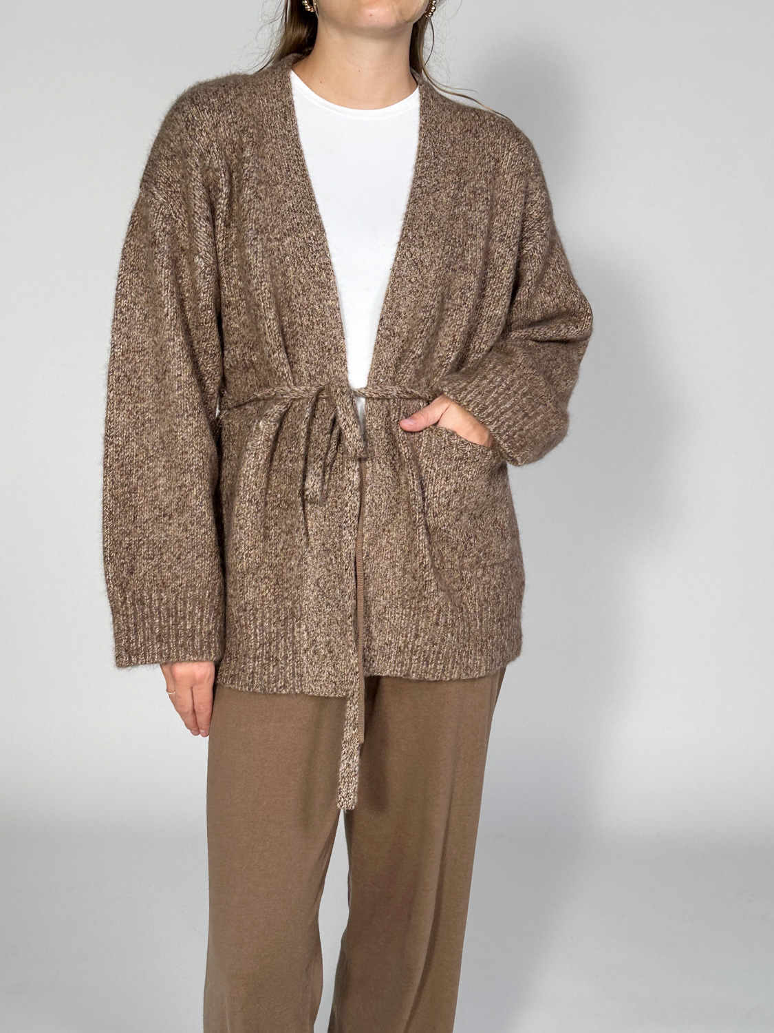 friendly hunting Sencillo Amara – Mottled cashmere blend cardigan  brown M