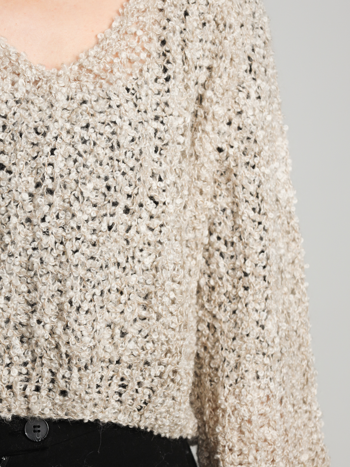 Maiami Boucle Broiche – Grobstrick Pullover  beige M/L