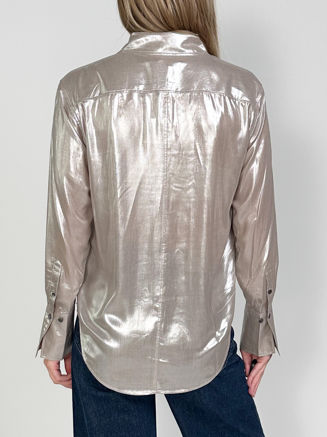 Frame Standard Shirt – Shimmering blouse  silber S