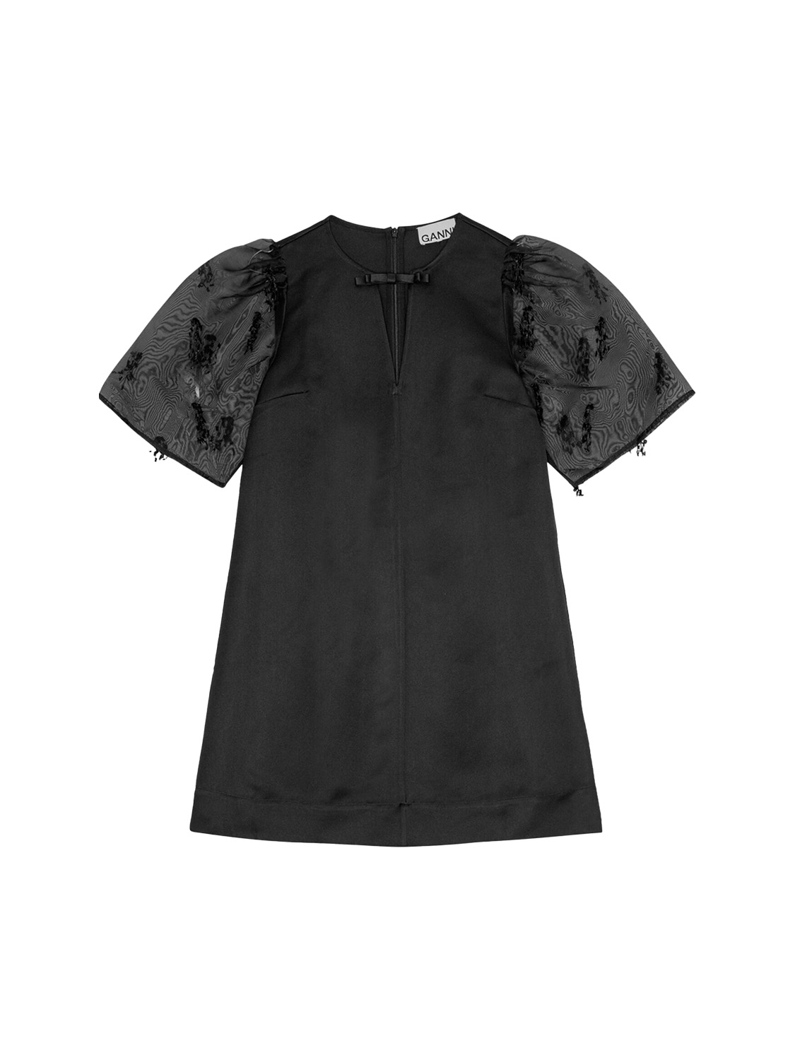 Ganni Fringed organza mini dress   black 38