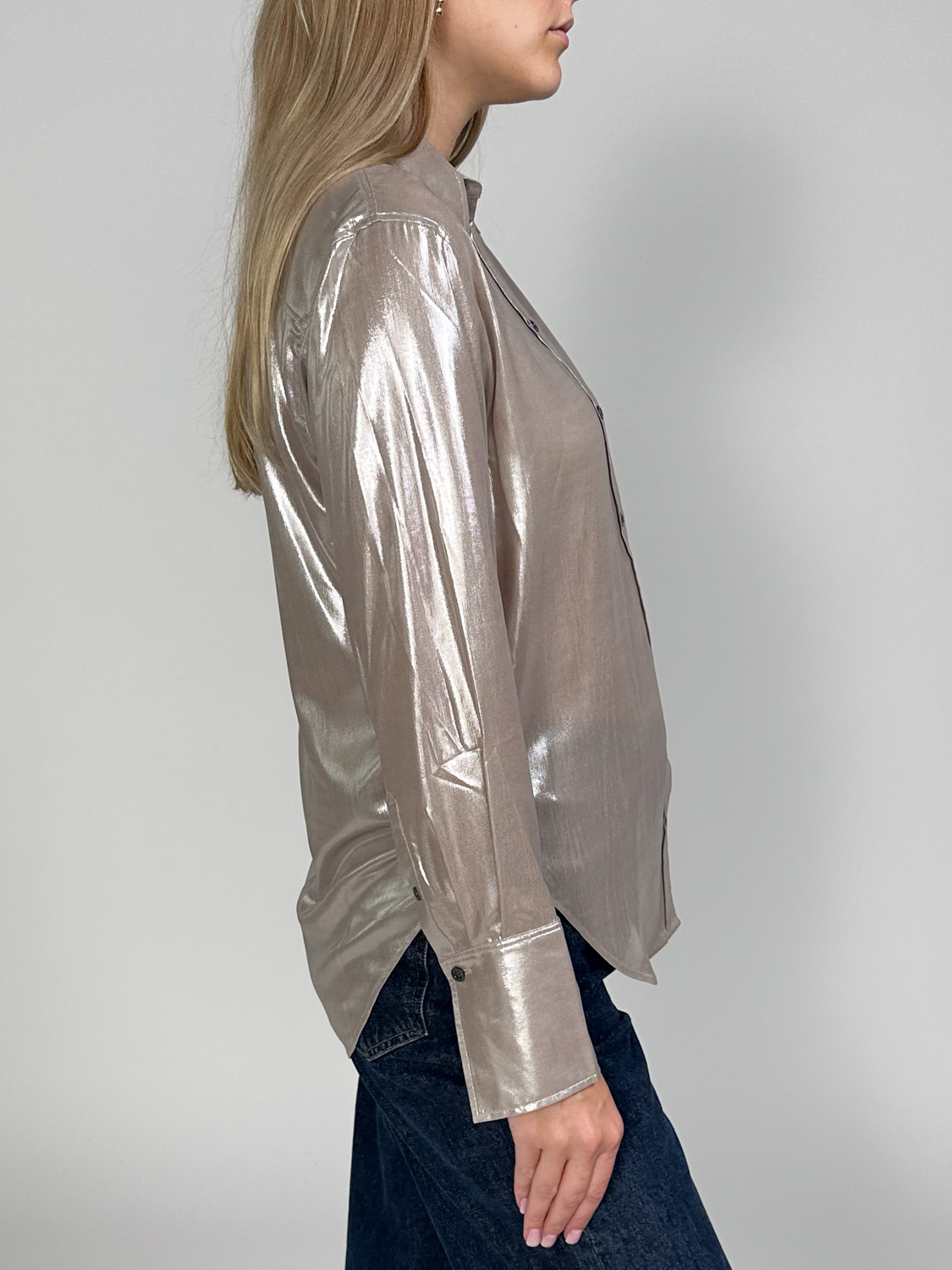 Frame Standard Shirt – Shimmering blouse  silber S