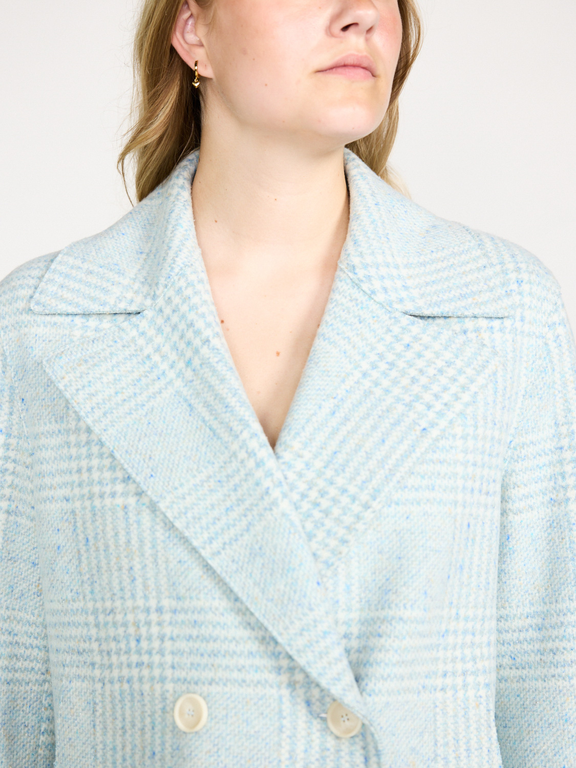 Harris Wharf London Women Cropped -  Caban jacket with houndstooth pattern hellblau 40